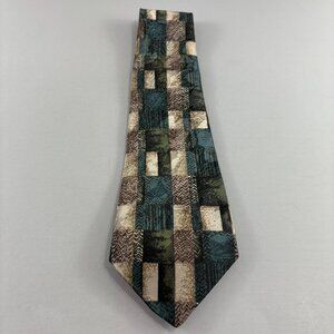 Empire Green / Tan Check Men's Tie 4" x 59"